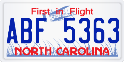 NC license plate ABF5363