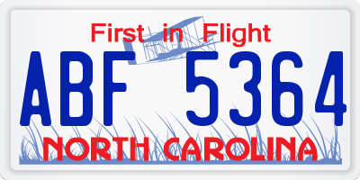 NC license plate ABF5364