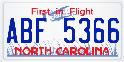 NC license plate ABF5366