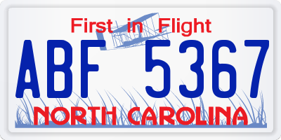 NC license plate ABF5367