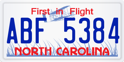 NC license plate ABF5384