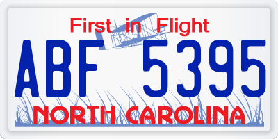 NC license plate ABF5395