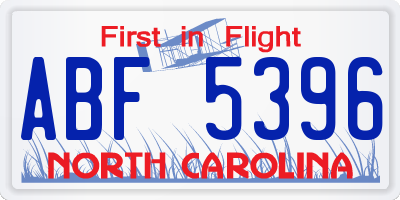 NC license plate ABF5396