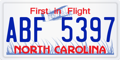 NC license plate ABF5397