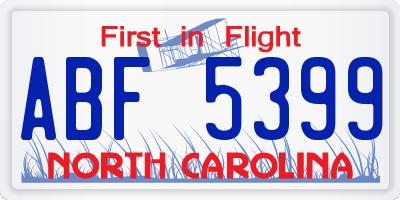 NC license plate ABF5399