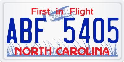 NC license plate ABF5405