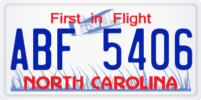 NC license plate ABF5406