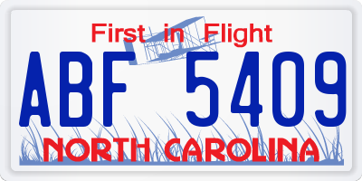 NC license plate ABF5409