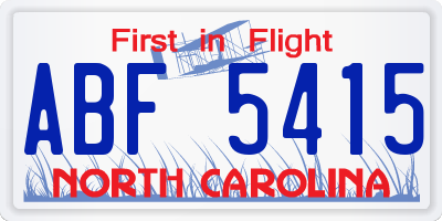 NC license plate ABF5415