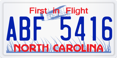 NC license plate ABF5416
