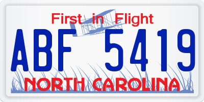 NC license plate ABF5419