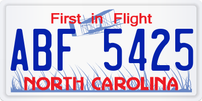 NC license plate ABF5425