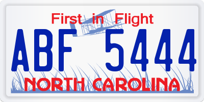 NC license plate ABF5444
