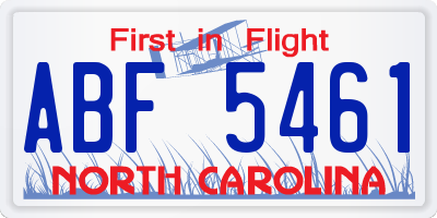 NC license plate ABF5461