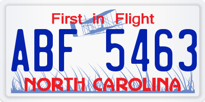 NC license plate ABF5463