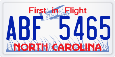 NC license plate ABF5465