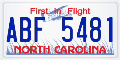 NC license plate ABF5481