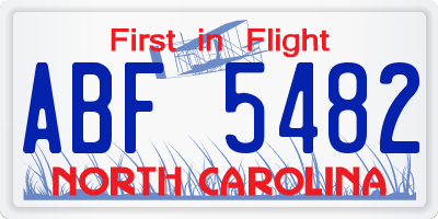NC license plate ABF5482
