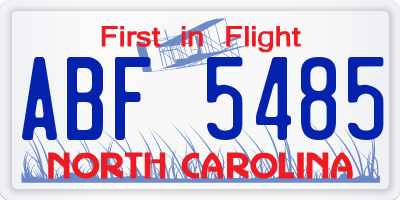 NC license plate ABF5485