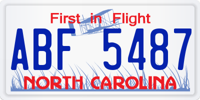 NC license plate ABF5487