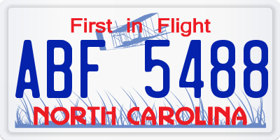 NC license plate ABF5488