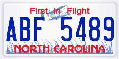 NC license plate ABF5489