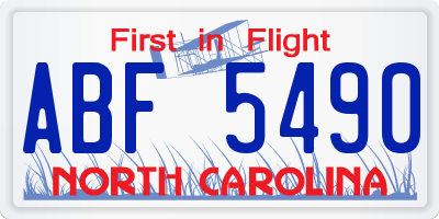 NC license plate ABF5490