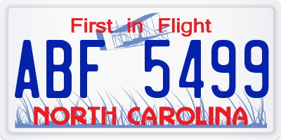 NC license plate ABF5499