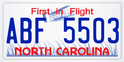 NC license plate ABF5503
