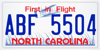 NC license plate ABF5504