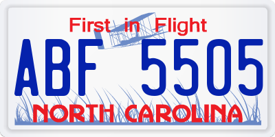 NC license plate ABF5505
