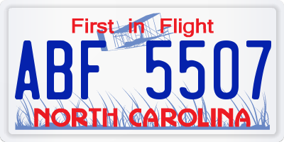NC license plate ABF5507