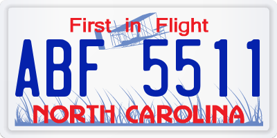 NC license plate ABF5511