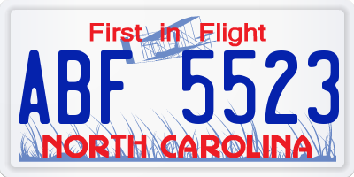 NC license plate ABF5523