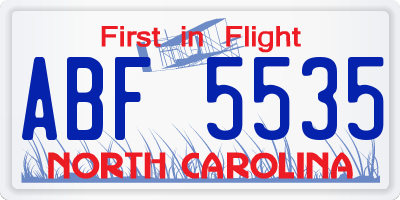 NC license plate ABF5535