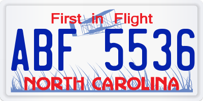 NC license plate ABF5536