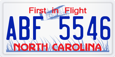 NC license plate ABF5546
