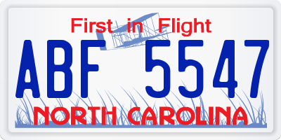 NC license plate ABF5547