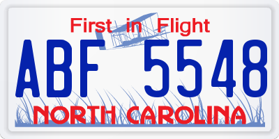 NC license plate ABF5548