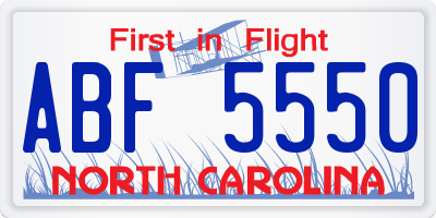 NC license plate ABF5550