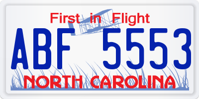 NC license plate ABF5553