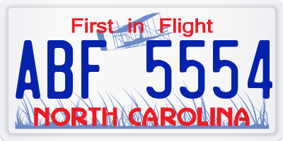 NC license plate ABF5554