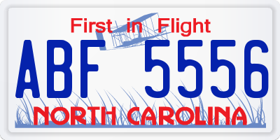 NC license plate ABF5556