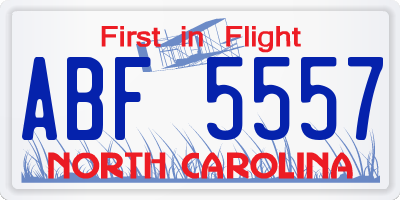 NC license plate ABF5557