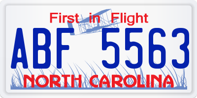 NC license plate ABF5563