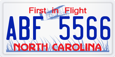 NC license plate ABF5566
