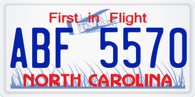 NC license plate ABF5570