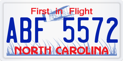 NC license plate ABF5572