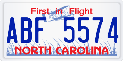 NC license plate ABF5574