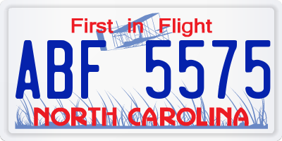 NC license plate ABF5575